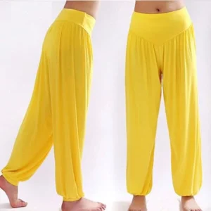 Calça Harém Feminina para Yoga Amarela