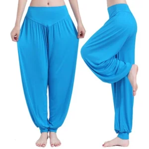 Calça Harém Feminina para Yoga Azul