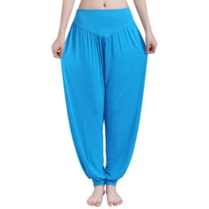 Calça Harém Feminina para Yoga Azul