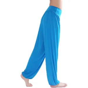 Calça Harém Feminina para Yoga Azul