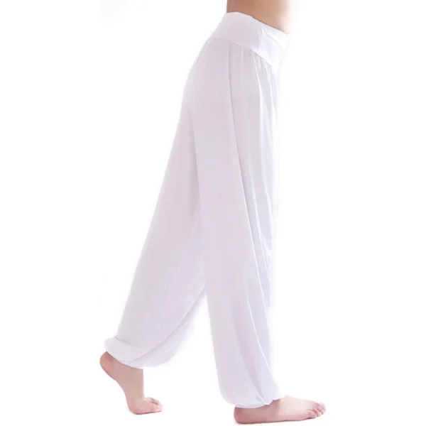 Calça Harém Feminina para Yoga Branca