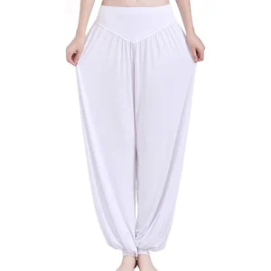 Calça Harém Feminina para Yoga Branca