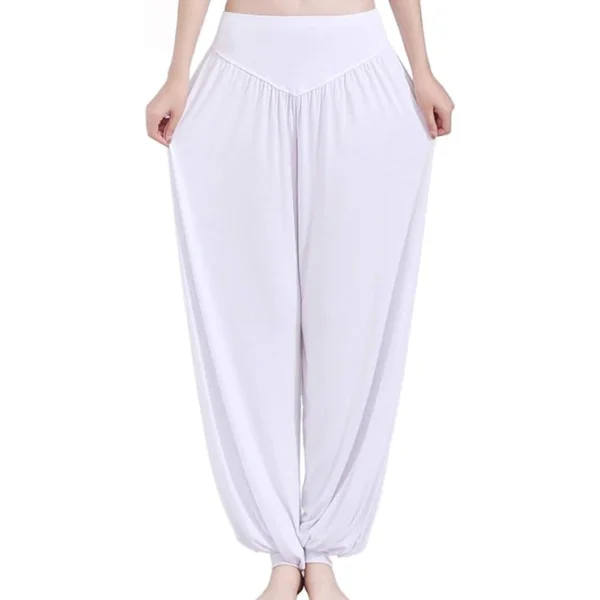 Calça Harém Feminina para Yoga Branca