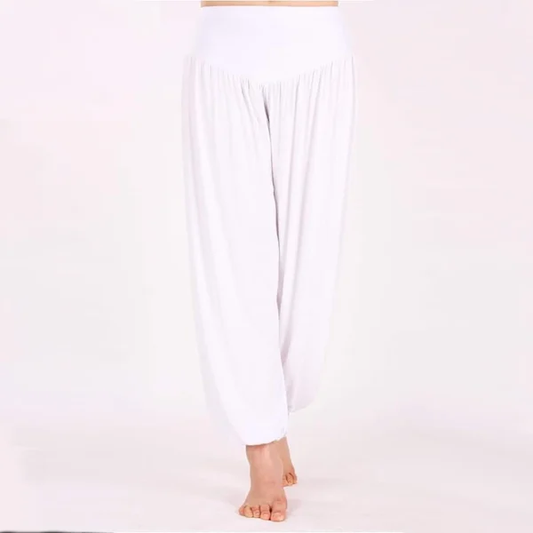 Calça Harém Feminina para Yoga Branca