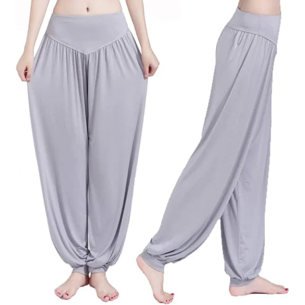 Calça Harém Feminina para Yoga Cinza