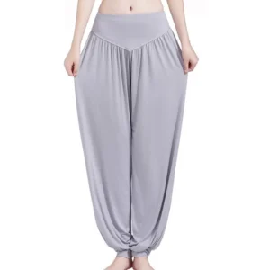 Calça Harém Feminina para Yoga Cinza