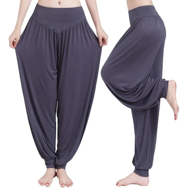 Calça Harém Feminina para Yoga Cinza Escuro