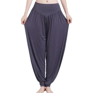 Calça Harém Feminina para Yoga Cinza Escuro