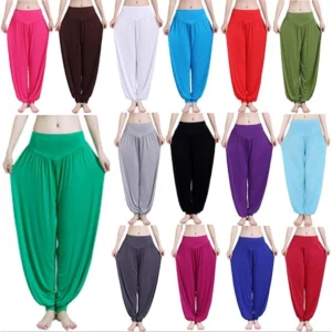 Calça Harém Feminina para Yoga Branca