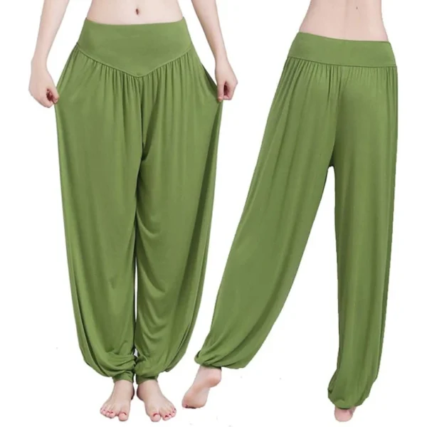 Calça Harém Feminina para Yoga Grama Verde