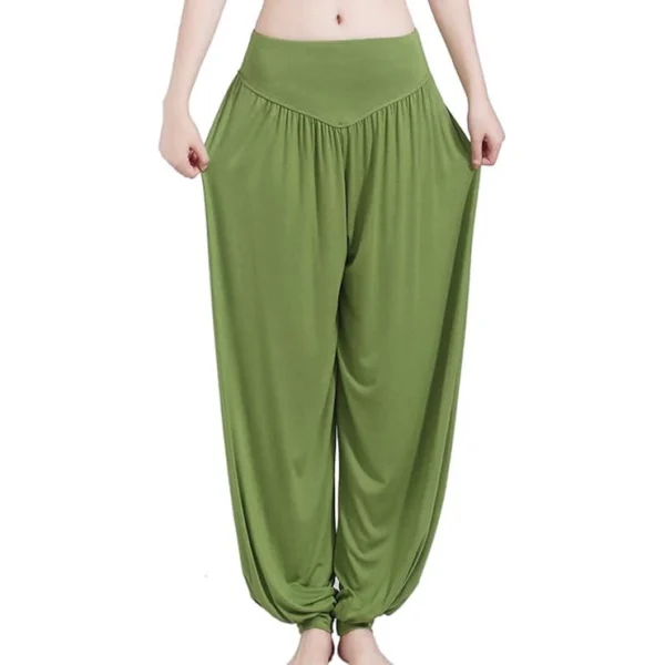 Calça Harém Feminina para Yoga Grama Verde