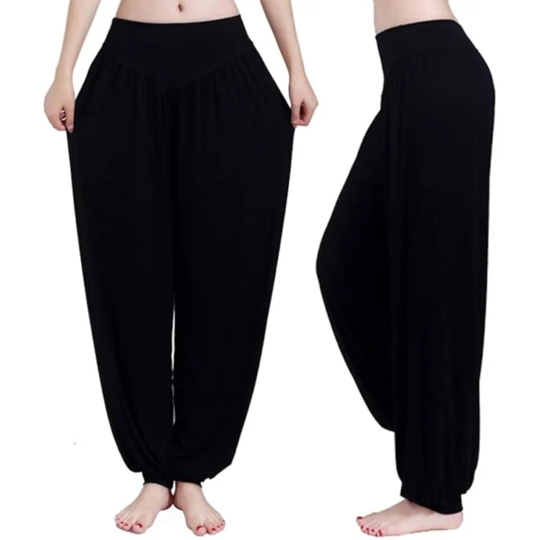 Calça Harém Feminina para Yoga Preta