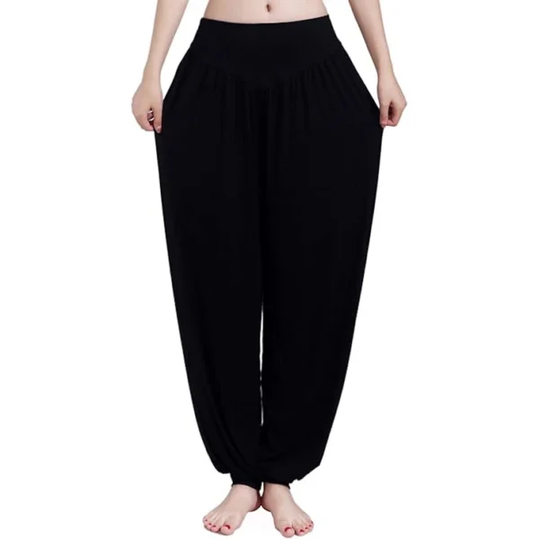 Calça Harém Feminina para Yoga Preta