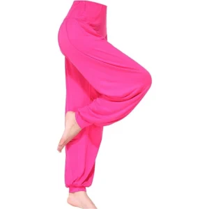 Calça Harém Feminina para Yoga Rosa Vermelha