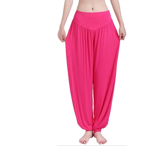 Calça Harém Feminina para Yoga Rosa Vermelha