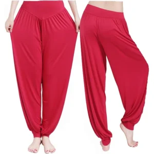 Calça Harém Feminina para Yoga Vermelho Escuro