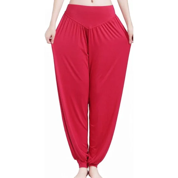 Calça Harém Feminina para Yoga Vermelho Escuro