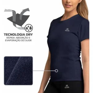 Camiseta para Yoga Dry Basic Azul Marinho